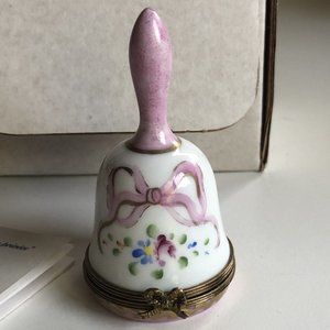 Limoges France Porcelain Bell‎ Hand Painted Flowers Bow Limited Edition 046/999
